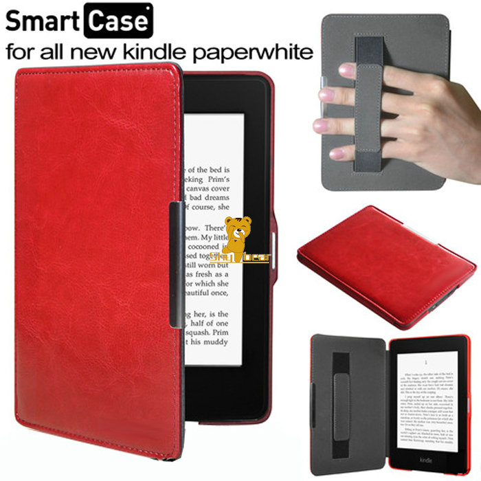 Leather Case Cover funda with hand holder for Amazon kindle paperwhite 1 2 3 All versions