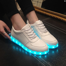 2016 fashion 8 Colors LED Luminous Shoes Unisex Led Shoes Adults Men&Women Glowing Shoes USB Charging Light chaussure lumineuse