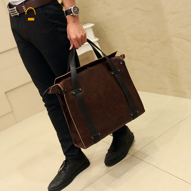 Crazy Horse PU Leather Men Bags Business Men's Briefcase Vintage Shoulder Messenger Bags Travel 2015 Fashion Brand New