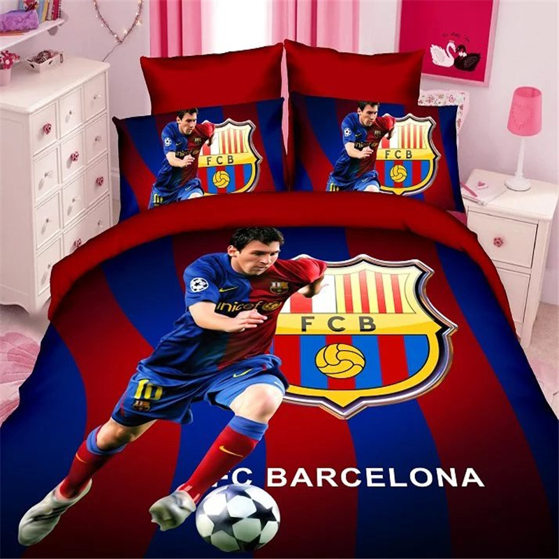 3d franchised soccer stars boys bedding twin/single size duvet cover bed sheet pillow case bed linen set as souvenir
