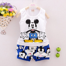 2016 Summer Newborn Baby Boys Girls Clothes Sets Cotton Baby Boy Clothing Sleeveless + Shorts For 0-24M Kids Clothing Vest Suits