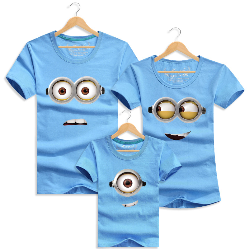 2016 Summer Cotton Minions Mother Father Children T shirt New Short sleeved font b Family b