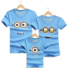 2016 Summer Cotton Minions Mother & Father Children T-shirt New Short-sleeved Family Matching Outfits Parents-child Clothing