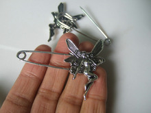 10pcs Silver Tone Large Angel Wings Durable Strong Metal Kilt Scarf Brooch Safety Pin 53mm