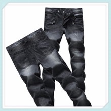 2014 Male Elastic Straight Trousers Promotion 100 Cotton Casual Denim Jeans Men Mid Waist Balm Pants