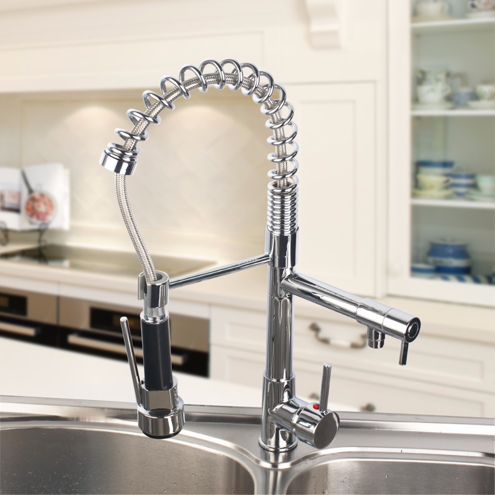 Kitchen Faucet Single Holder Single Hole Mixer Tap Deck Mounted 360 Swivel Spray Pull Down Sprayer Double Kitchen Taps