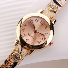 2015 New Women Dress Watches Quartz Wrist Watch Snake Leather Bracelet Gold Watches Luxury Drill Women