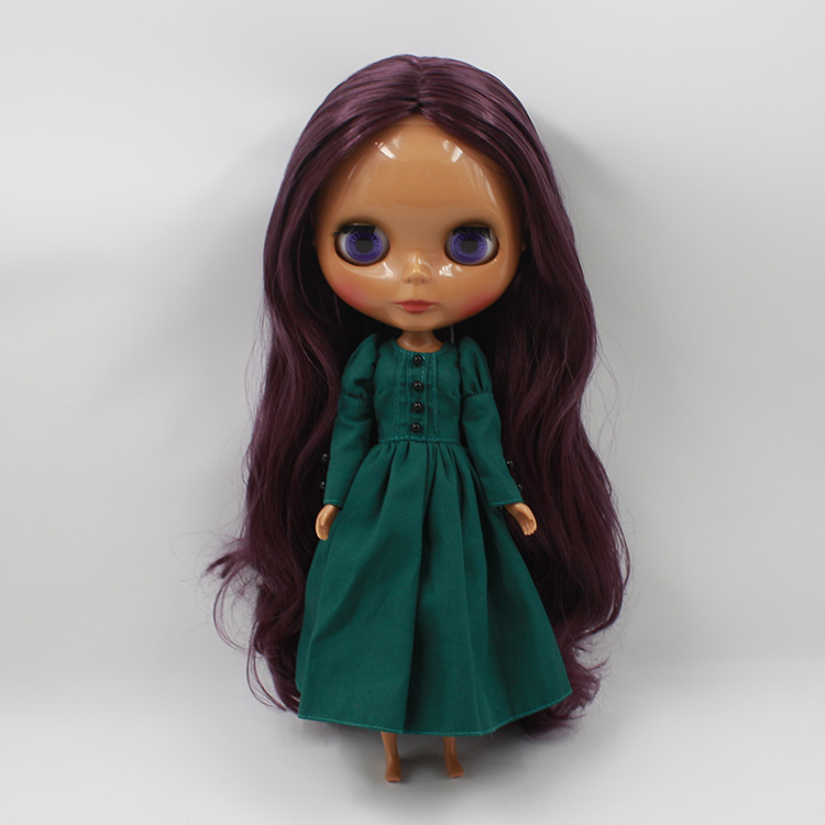 Newest 12 Inch Fashion Black Blyth Nude Purple Long Hair Princess Doll Dolls Limited Collection Toys