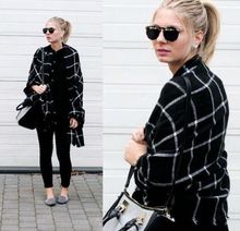 New Lady Women Blanket black white Plaid Cozy Checked Tartan Scarf Wraps shawl