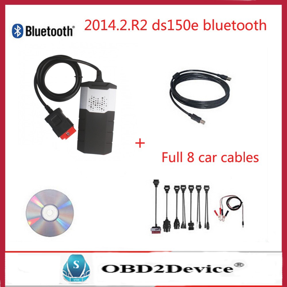 Newest 2014.2. R2 VCI Car diagnostic tool CDP Plus DS150E with Bluetooth for Autocom CDP Pro+keygen+Full 8 car cables