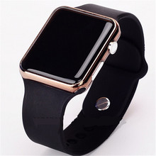 Hot Square Mirror Face Silicone Band Digital Watch Red LED Watches Quartz Wrist Watch Sport Clock Hours CC2333