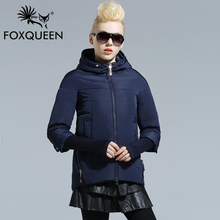 Foxqueen 2016 Spring New Women Long Jacket Hooded Padded Cotton Coat High Quality Thin Bomber Jacket