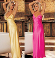 Sexy Product Erotic Women Lingerie Spaghetti Strap Deep V Neck Long Night Dress vestidos femininos Solid