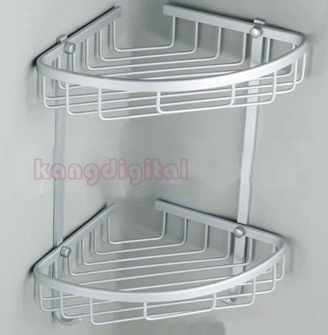 On Sale! Two Layer Space Aluminum Towel Washing Shower Basket Bar Shelf For Bathroom Rack