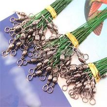 Free Shipping 72 pcs Green Fishing Trace Lures Braid Nylon fishing line Leader Steel Wire Spinner