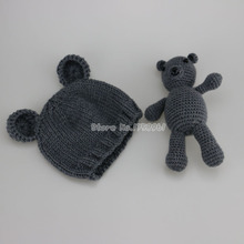 Hand Crochet Knitted Baby Hat Teddy Bear Bonnet Photography/Photo Prop , newborn knitting hats 0-3 months animal hat