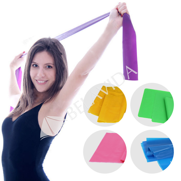 1 5m Yoga Pilates Stretch Resistance Band Exercise Fitness Band Training Purple Blue Green Yellow Pink