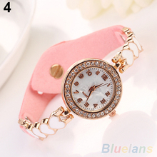 Fashion Love Heart Suede Analog Quartz Bracelet Bangle Wrist Watch Women 2DYX