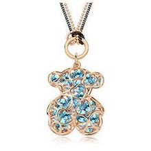 New Bear Necklace 18K Rose Gold Plated Rhinestone Crystal Jewelry Long Luxury Bear Fashion Necklaces For