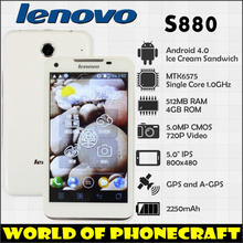 Lenovo S880 MTK6575 Single Core 512M RAM 4G ROM 5 inch screen Android 4.0 5.0 MP Camera 3G Russian Menu phone