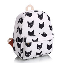 2 ColorsFashion Leisure Canvas Knapsack Cute Black And White Cat Backpack Guaranteed Quality Japan and Korean