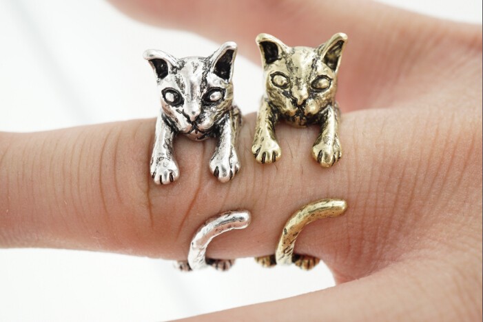 Cat Ring Anel Anillos Gato Bague anillo gato Animales Animal Cat Rings For Women Bague Wholesale