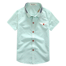 2016 children’s summer clothing male child 100% short-sleeve shirt cotton casual shirt ploughboys fresh
