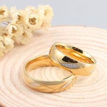 Hot sale 18k gold plated 6mm wide wedding rings for men and women jewelry Couples Rings