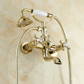 BAKALA High Quality Solid Brass Luxury Rainfall Golden Telephone Shower Bath Set Faucets Wall Mounted Shower