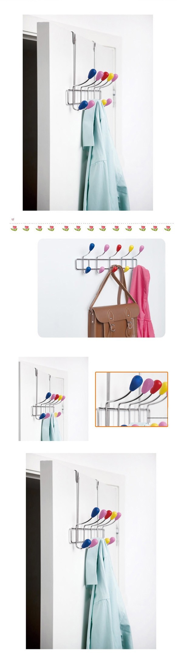 1pc 2Layer Over The Door Garment Hook Hanger for Clothes Coat Tie Hat