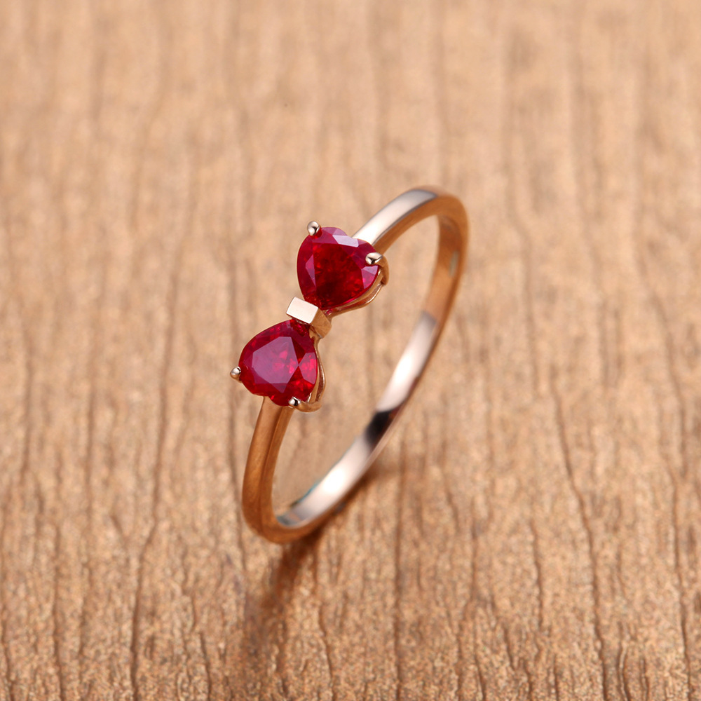 2015 NEW 925 Silver Ring 18k rose gold jewelry ruby bow free shipping