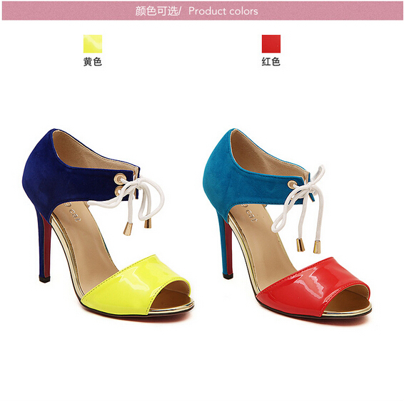 2015 USA Fashion Women Shoes Pumps Sexy Fish Head Spell Color ...