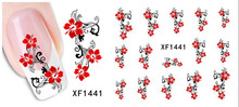  NR XF1441 1 Sheet Water Transfer Nail Art Stickers Decal Beauty Cute Sexy Red Flowers