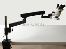 Envío gratis! 7X-90X Trinocular brazo articulado pilar Clamp 56-LED microscopio Zoom estéreo