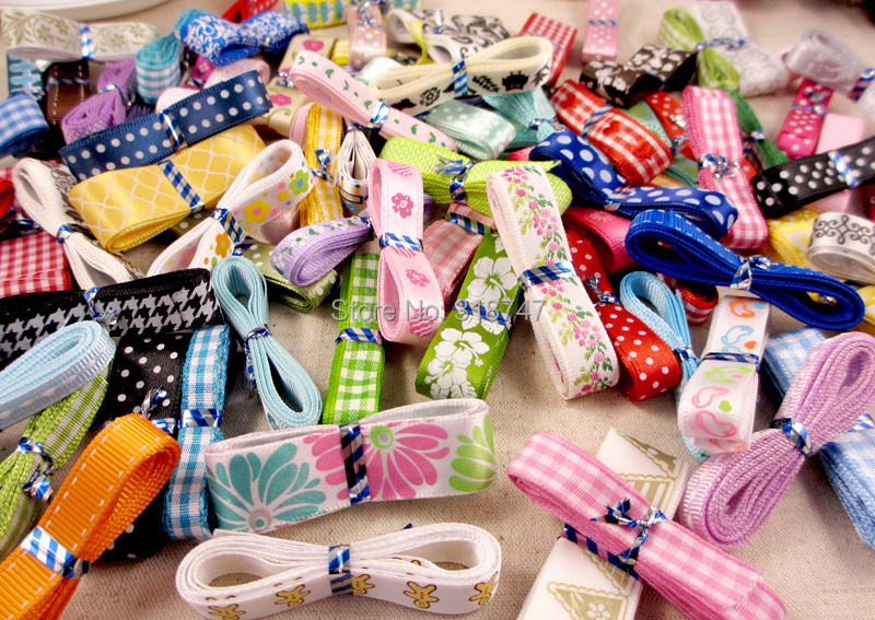 Grosgrain and satin Ribbon mixed Style size randomly 12y lot 1y pc 040013004
