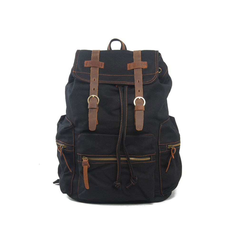 2015 Vintage Men Casual Canvas Leather Backpack Rucksack Bookbag Satchel Hiking Bag