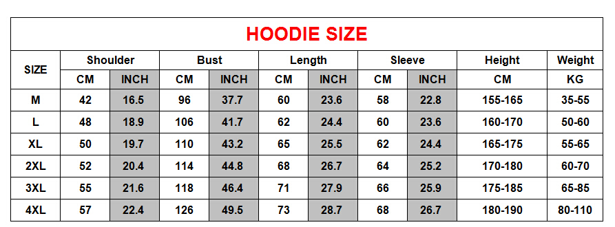 hoodie size