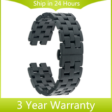 22mm Stainless Steel Watchband for Pebble Steel 2 Watch Band Butterfly Buckle Bracelet Strap w/ all Links Removable Black Silver