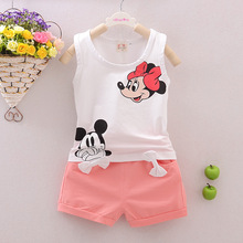 Baby Boy Summer Clothes 2016 Fashion Infant Cartoon Cotton Sleeveless Vest + Pants 2pcs Girls Tracksuit Baby Girl Clothing Set