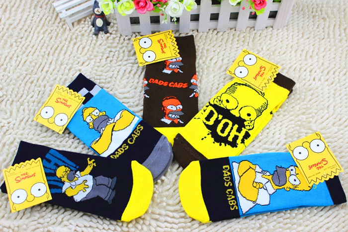 Free shipping male half Simpsons family invisible socks Cotton Graffiti Styles Socks harajuku sox summer style