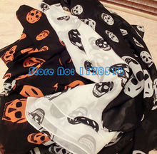 New European Style Fashion Print Silk Scarf Women Adult Skull Kito Pattern Pashmina Brand Chiffon Muffler