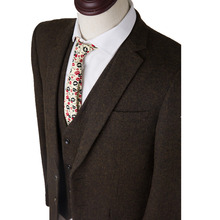 Wool Herringbone Tweed Tailor Mader slim fit wedding suits for men Retro style custom made mens suit 3 piece (Jacket+Pants+Vest)