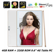 9.6 Inch Android Tablet PC Tab Pad 64GB Rom MTK Qcta Core 4GB Ram Bluetooth GPS 3G 4G LTE Phone Call Dual SIM Card 9.6″ Phablet