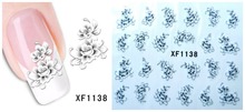  NR XF1138 Hot Sale 1 Sheet Water Transfer Nail Art Stickers Decal Elegant Light Blue