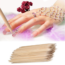 Graceful 100Pcs Nail Art Orange Wood Stick Cuticle Pusher Remover Pedicure Manicure Tool JUN20