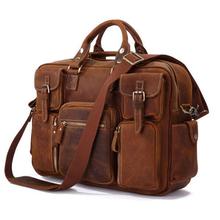 2015 Vintage bag crazy horse genuine leather men’s travel bags cowhide briefcase handbag messenger bags for men #VP-J7028B-1