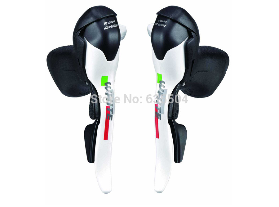 2014 hot selling ! Microshift SB-R402W (2X10S) Shifters 10 speed White & Rad Microshift groupset road bike parts