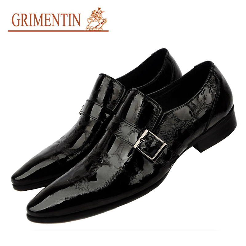 2015 mens dress shoes pointed toe slip on full grain leather Italian ...