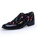 black white color mens party shoes graffiti model drawing pattern man oxfords shoes big size 45