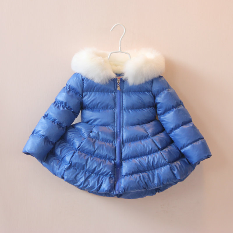 High quality new 2014 girls Skirt princess winter coat baby clothing kids fleece cotton down jackets children fur warm outerwear